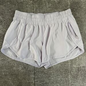 Womens Lululemon High Rise Hotty Hot 3" Pastel Purple Lined Running Shorts Sz 10